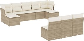 vidaXL 10 részes bézs polyrattan kerti ülőgarnitúra párnával