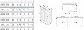 Mexen Omega 3 falas zuhany 140x80cm, 8mm üveg, króm profil-átlátszó üveg, 825-140-080-03-00