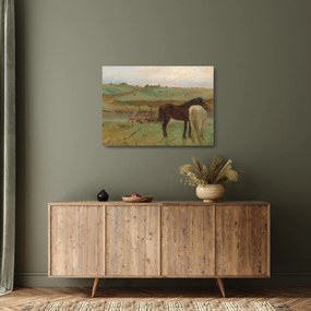 Üveg kép - Edgar Degas, Horses in a Meadow, reprodukciók (70x50 cm)