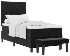 Box Spring ágy matraccal és paddal Fekete 100x200 cm Bársony
