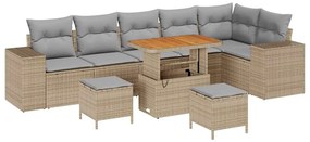 vidaXL Kerti Kanapé Szett párnával 9 pcs Beige és Világosszürke