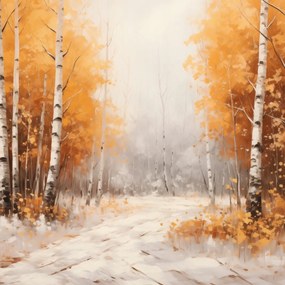 Poszter 90x90cm Őszi nyírfák