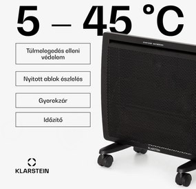 Klarstein Hot Spot Slimcurve Double Wave, konvektor, 2 az 1-ben fűtőtest, 1000 W, heti időzítő, fekete
