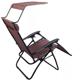 Zéró gravitáció szék napellenzővel és pohártartóval 2 db, több színben-barna