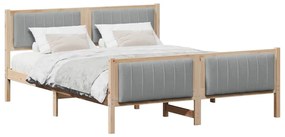 Ágykeret Barna és világosszürke 160 x 200 cm Tömör fenyőfa