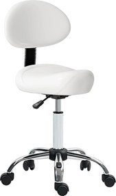 HOMCOM állítható, guruló forgózsámoly levehető támlával — magasság 83–98 cm | fehér műbőr | Aosom