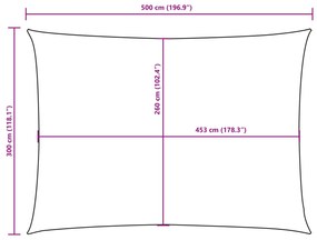 krémszínű téglalap alakú oxford-szövet napvitorla 3 x 5 m