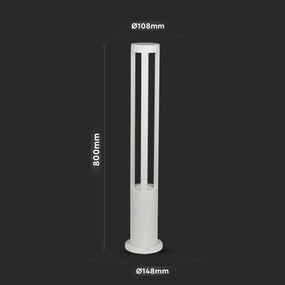 LED Kültéri lámpa LED/10W/230V 80cm 3000K IP65 fehér