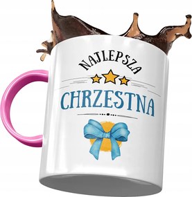 Rózsaszín Bögre Keresztelőre Születésnapra Ajándék Nyomtatott Fotóval