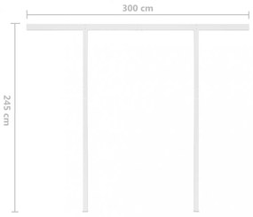 krémszínű kézzel kihúzható LED-es napellenző 3 x 2,5 m