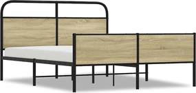vidaXL sonoma tölgyszínű fém ágykeret matrac nélkül 160 x 200 cm