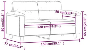 kétszemélyes világosszürke mikroszálas szövetkanapé 120 cm