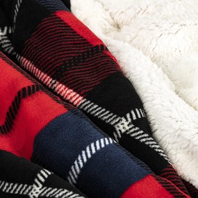 4Home Kocka piros gyapjú hatású pléd, 150 x 200 cm