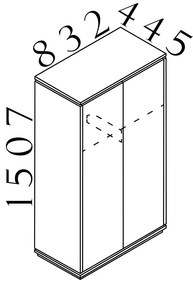 Creator magas gardrób 83,2 x 44,5 x 150,7 cm, antracit / fehér