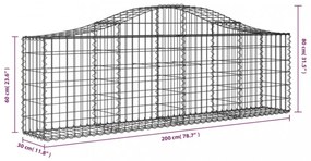 12 db íves horganyzott vas gabion kosár 200x30x60/80 cm