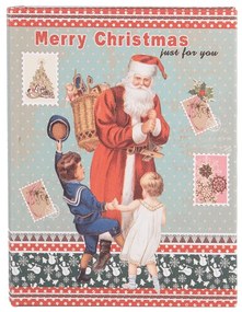 Télapós könyv alakú vintage fa tároló doboz szett 3 részes Merry Christmas