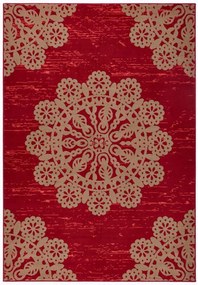 Modern piros-barna nappali szőnyeg,puha haj, mandala 160x230cm