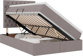 vidaXL Ágy tárolóval és LED lámpával Tópszínű 120 x 200 cm Poliészter