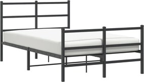 vidaXL fekete fém ágykeret fej- és lábtámlával 120 x 200 cm