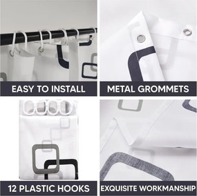 Zuhanyfüggöny - NEW GEOMETRY - Impregnált textil - 180 x 200 cm