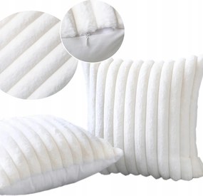 Párnahuzat bársony csíkos takaró puha, kényelmes, díszes, 2 db fehér 50x50