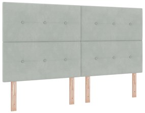 Boxspring Ágy Matraccal és Padlóval, Világosszürke, 180x200 cm, Bársony