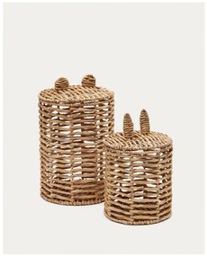 Natúr színű vízijácint játéktároló kosár szett 2 db-os ø 30x50 cm Venezia – Kave Home