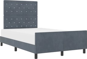 vidaXL Boxrugós ágy fejtámlával Sötétszürke 120 x 200 cm Bársony