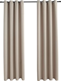 vidaXL 2 db bézs sötétítőfüggöny fémgyűrűkkel 140 x 245 cm