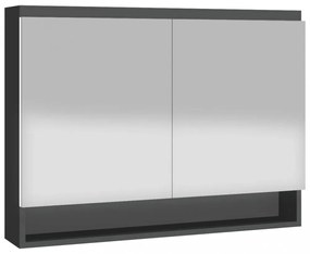 antracitszürke MDF tükrös fürdőszobaszekrény 80 x 15 x 60 cm