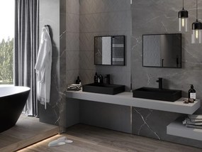 Mexen Loft téglalap alakú fürdőszobai tükör 60 x 50 cm, fekete keret - 9852-060-050-000-70