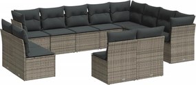 vidaXL 12 részes szürke polyrattan kerti ülőgarnitúra párnákkal