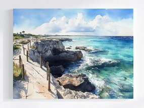 Poszter Tájkép Türkiz Óceán Tengerpart Sziklák Szikla Barlang 100x75