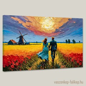 Séta a virágos mezőn – Romantikus prémium falikép 60x40 cm