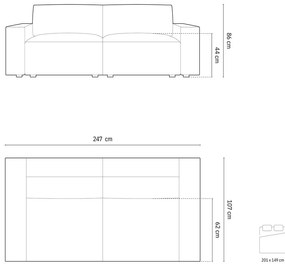 Kék kinyitható kanapé 247 cm Jodie – Micadoni Home