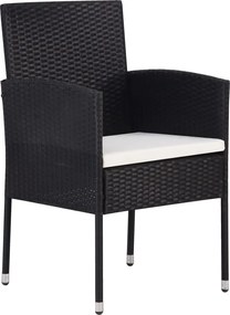 vidaXL 2 db fekete polyrattan kerti szék krémfehér párnákkal