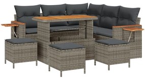 Kerti Kanapé Szett párnával 9 pcs Szürke 110 x 55 x 71 cm