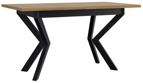 Asztal Victorville 328Fekete, Grandson tölgy, 79x80x140cm, Hosszabbíthatóság, Laminált forgácslap, Fém