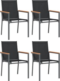 vidaXL 4 db fekete textilén és acél kerti szék 55x61,5x90 cm