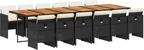 vidaXL 13 részes fekete polyrattan kerti ülőgarnitúra párnákkal