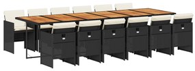 vidaXL 13 részes fekete polyrattan kerti ülőgarnitúra párnákkal