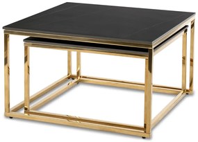 Dohányzóasztal szett fekete márvány/arany színben. TENOR