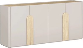 Amilio négyajtós komód 200 cm - kasmír / olajozott tölgy / világos tölgy fogantyúk