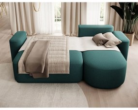 Zöld zsenília kinyitható-tárolóhelyes sarokkanapé (jobb oldali-heverő résszel) Aurumm – ELTAP