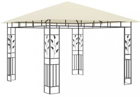 krémszínű pavilon szúnyoghálóval/LED fényfüzérrel 3x3x2,73 m