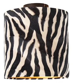 Mennyezeti lámpa matt fekete bársony árnyékolóval zebra mintával 25 cm - Combi