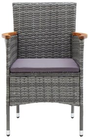 3 részes szürke polyrattan és akácfa bisztrószett