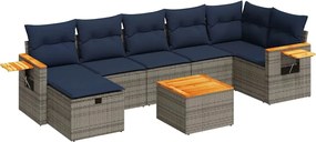 vidaXL 8 részes szürke polyrattan kerti ülőgarnitúra párnákkal