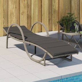 vidaXL világosszürke polyrattan napozóágy párnával 60x199x42 cm