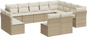 vidaXL 12 részes bézs polyrattan kerti ülőgarnitúra párnákkal
